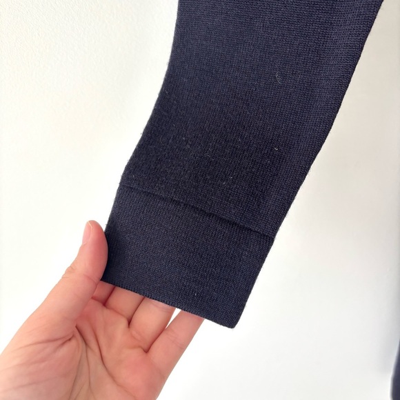 Karen Kane Lifestyle Extra Long Navy Blue Knit Cardigan 100% Merino Wool - Picture 6 of 11